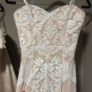 Lulu's Strapless Cream Lace Dress